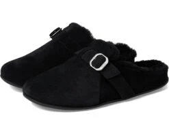 FitFlop Chrissie Adjustable Shearling-Lined Suede Slippers